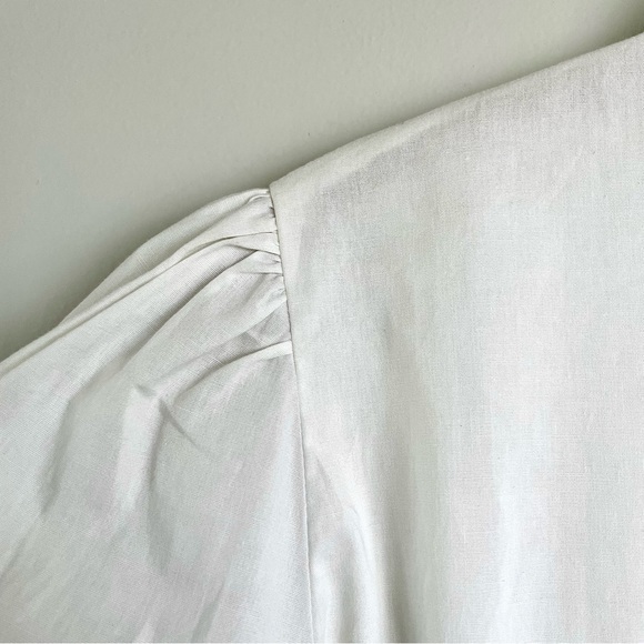 Fire Los Angeles White Short Puffy Sleeves Button Down Shirt with Ruffles - Picture 10 of 16